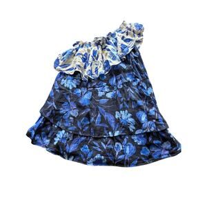 Anthropologie easy one-shoulder floral ruffled tiered dress XS